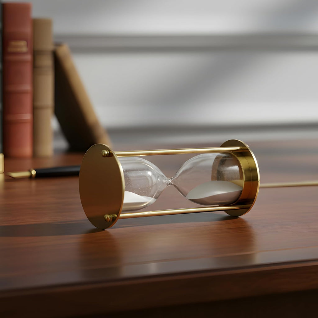 Hourglass Sand Timer - with White Sand, Decorative Modern Home & Office Desk Ornament, Elegant Time Management & Gift