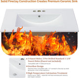 30 Inch Bathroom Vanity with Sink, Mid-Century Modern Vanity with Ceramic Basin and Fluted Soft-Close Doors