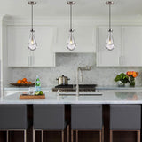 Raindrop Pendant Lights Kitchen Island Teardrop Chrome Hanging Light Fixtures Clear Solid Glass Pendant Light Modern Chandeliers for Dining Room Porch Corridor Living Room (2-Light) A121-B0DNDNPR3C