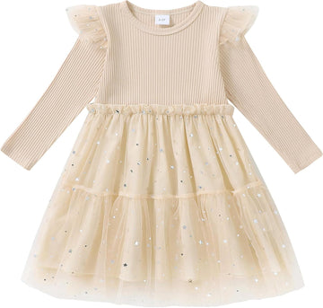 Toddler Tutu Dress Girl Ruffle Long Sleeve Fall Winter Tulle Dresses