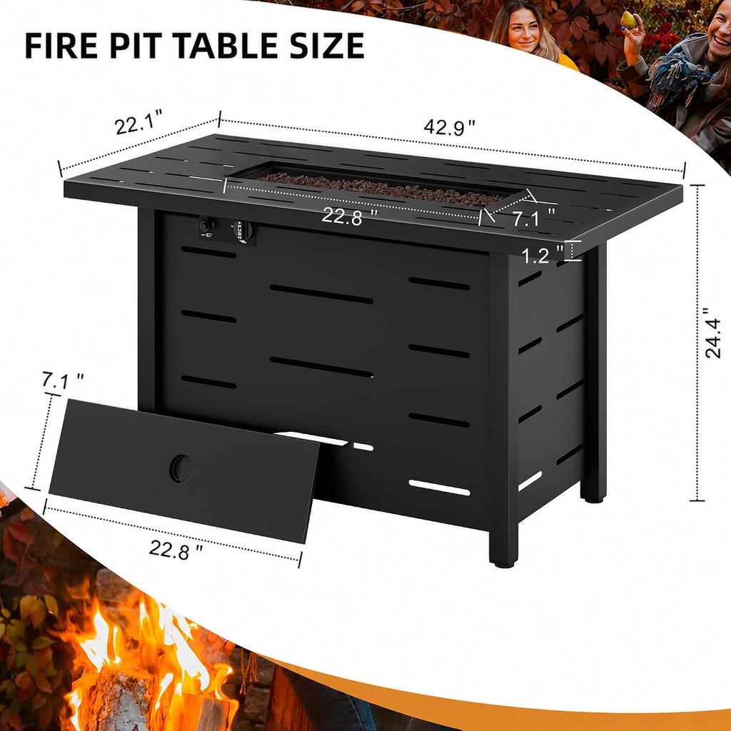 43 Inch Propane Fire Pit Table
