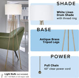 22965-000 Mid-Century Modern Tripod Floor Lamp, Standing Lamp, Living Room Floor Light, LED Bulb NOT Included, 61.25"