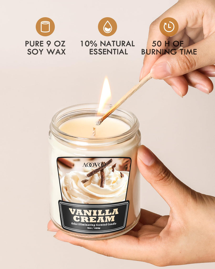 2 Pack Vanilla Cream Odor Eliminating Candle - 18 oz Soy Candle