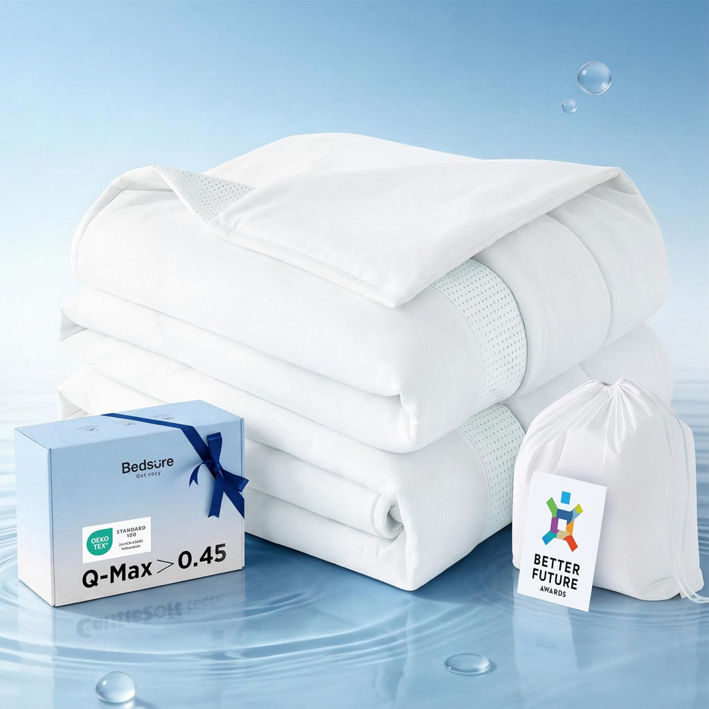 CoolOxy Cooling Comforter Queen - 4X Breathable & Q-Max>0.45 Summer Comforter, Cooling Blankets for Hot Sleepers