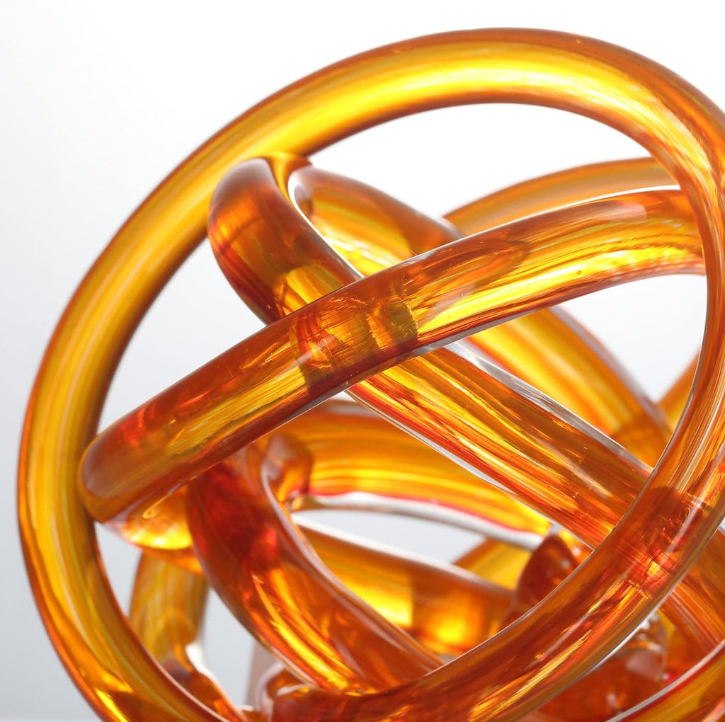 Hand Blown Infinity Knot Sommerso Decorative Glass Ball for Bowls Home Decor 4 inch Tall Orbit Centerpiece Table