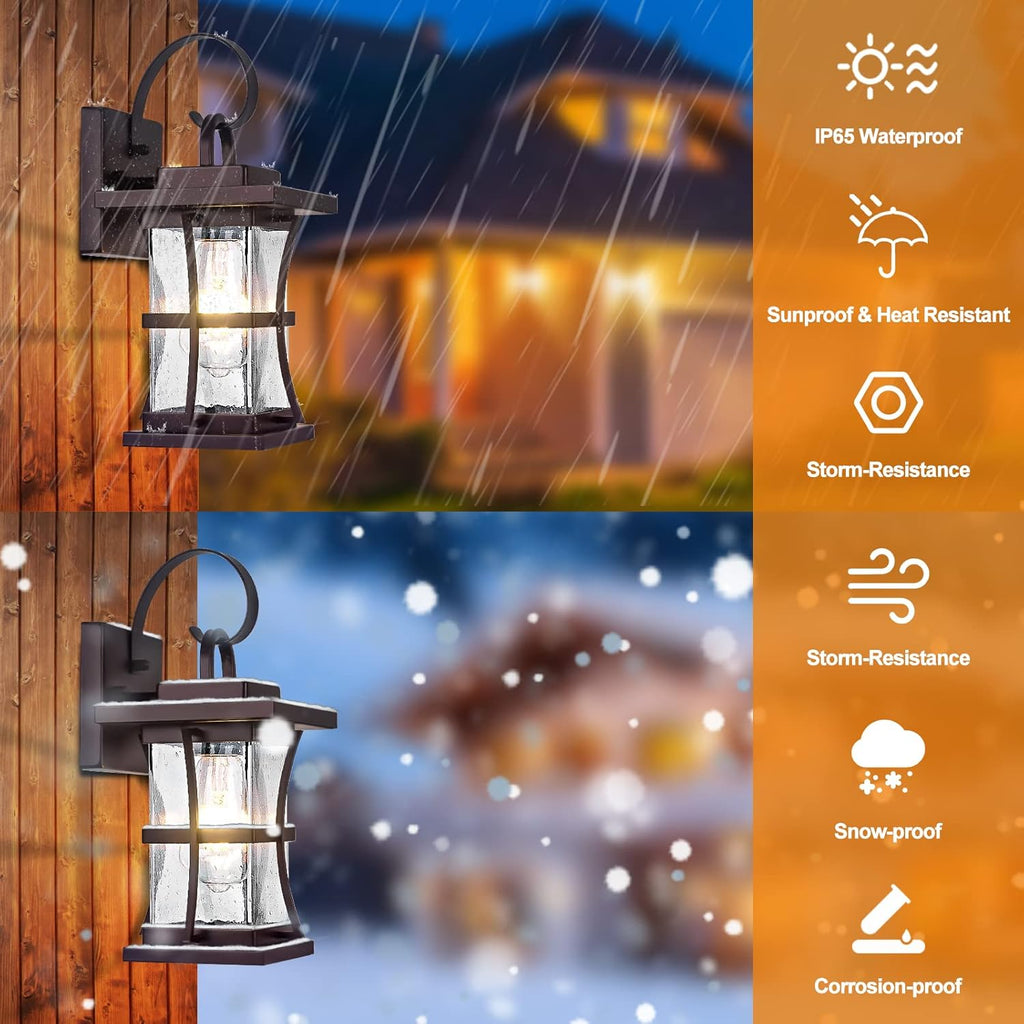 2 Packs Outdoor Wall Light, Oil Rubbed Bronze Exterior Light Fixture Waterproof Porch Sconces Wall Mounted Lighting