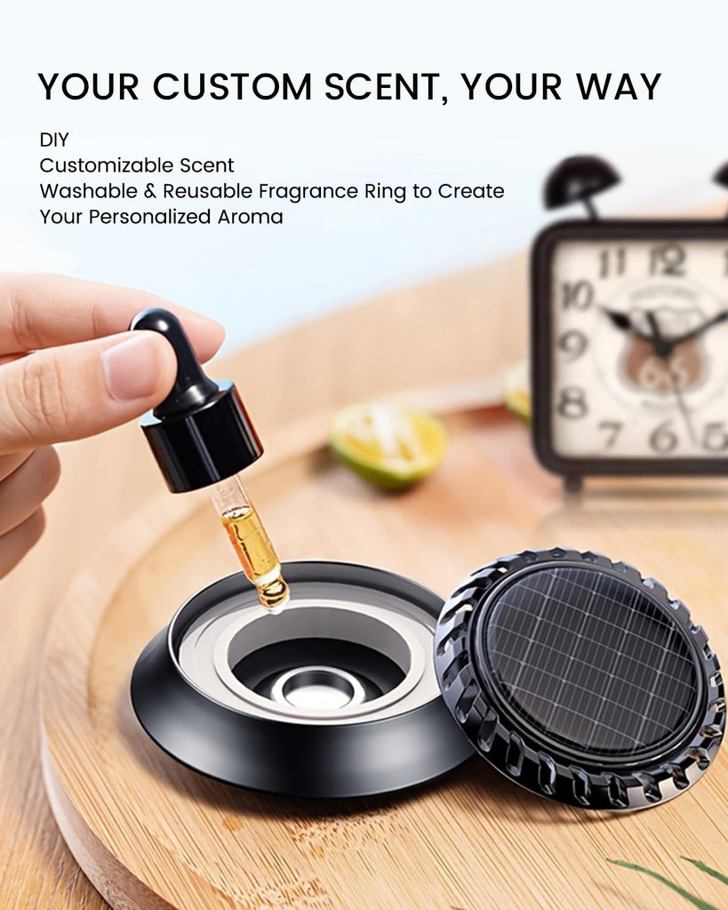 Solar-Powered Car Aromatherapy Diffuser, DIY Essential Oil Car Freshener, Rotating Auto Air Freshener No Oil
