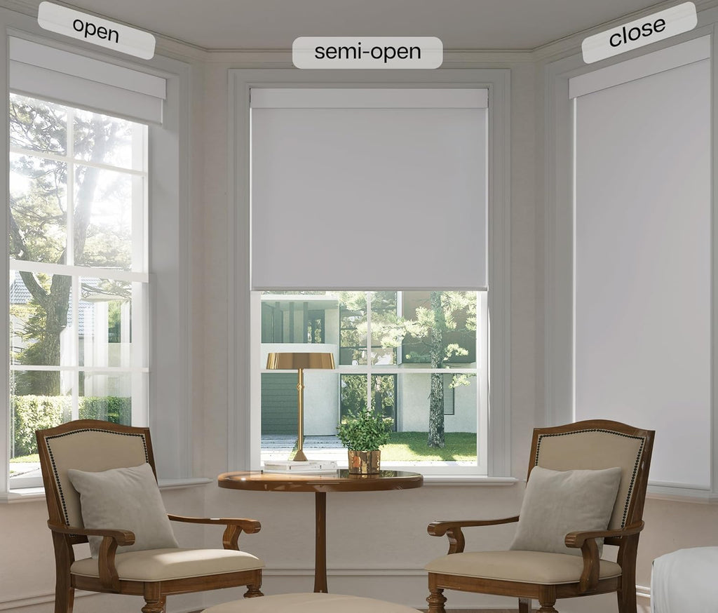 No Drill Blackout Roller Shades, White | 2-Minute Ultra-Fast Installation, Cordless Design, Thermal Insulated Fabric