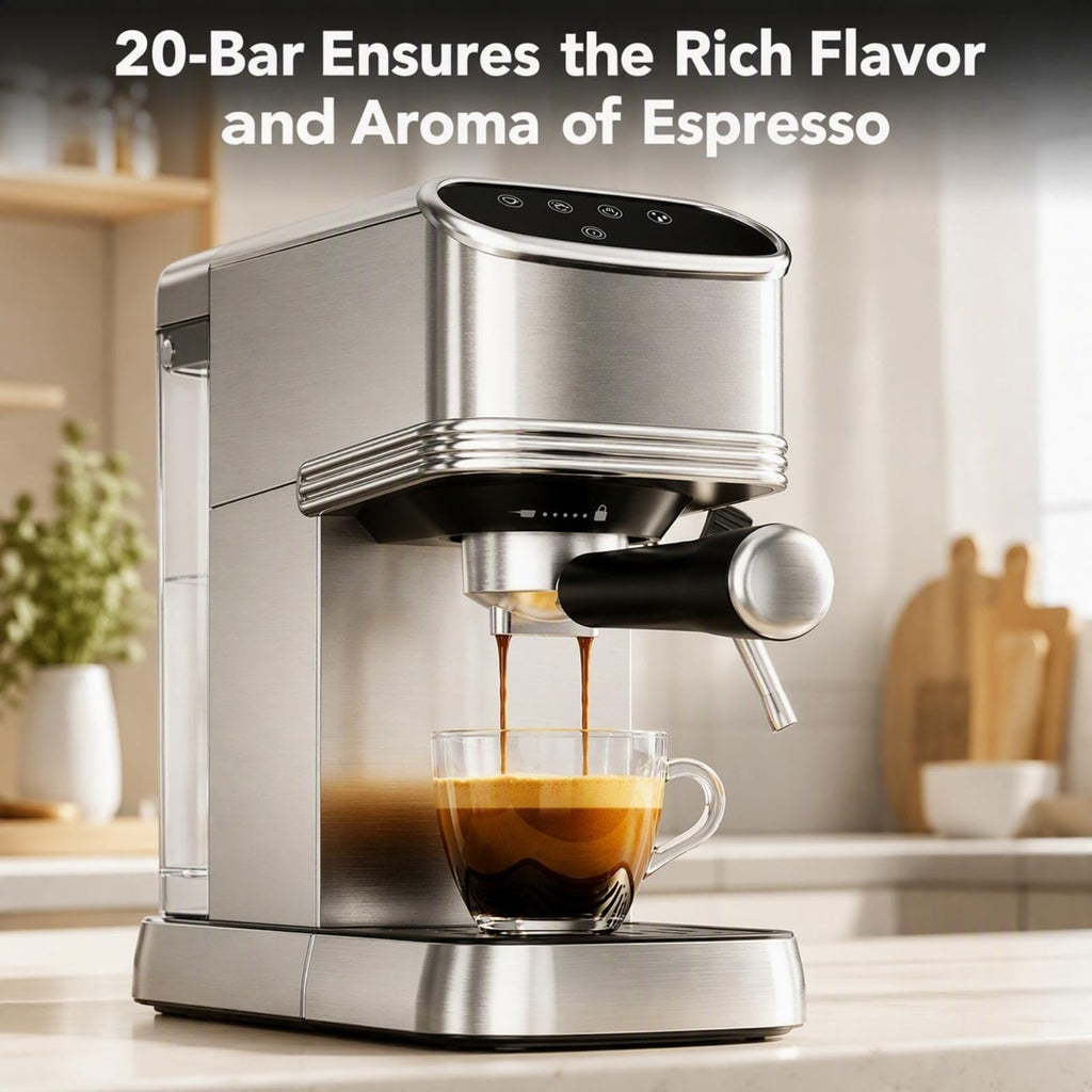 20-Bar Espresso Machine with Milk Frother for Ground & Capsule