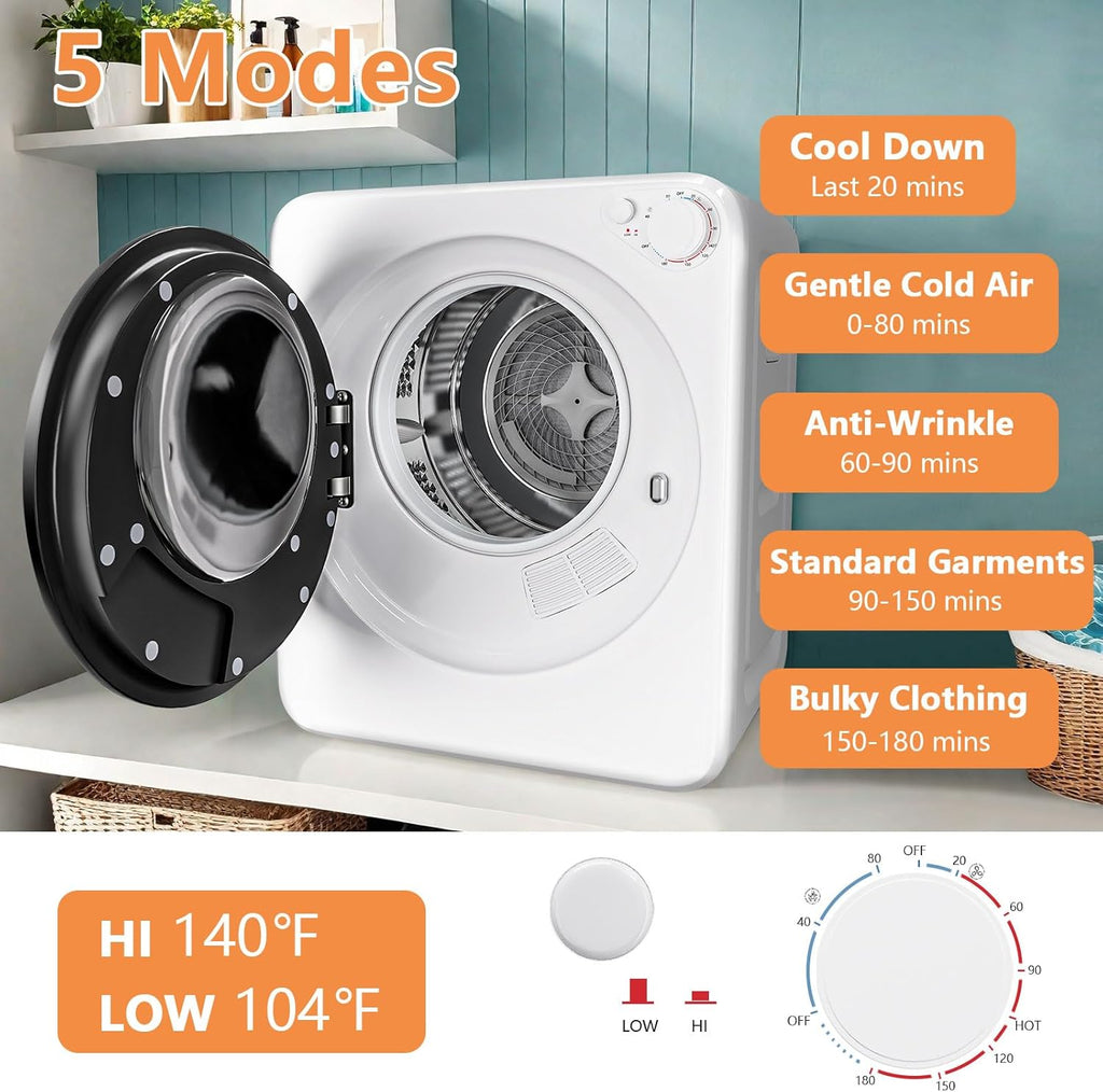 Portable Washer and Dryer Combo Set, 17Lbs Full-Automatic Washing Machine and 1.8 Cu.Ft Portable Clothes Dryer