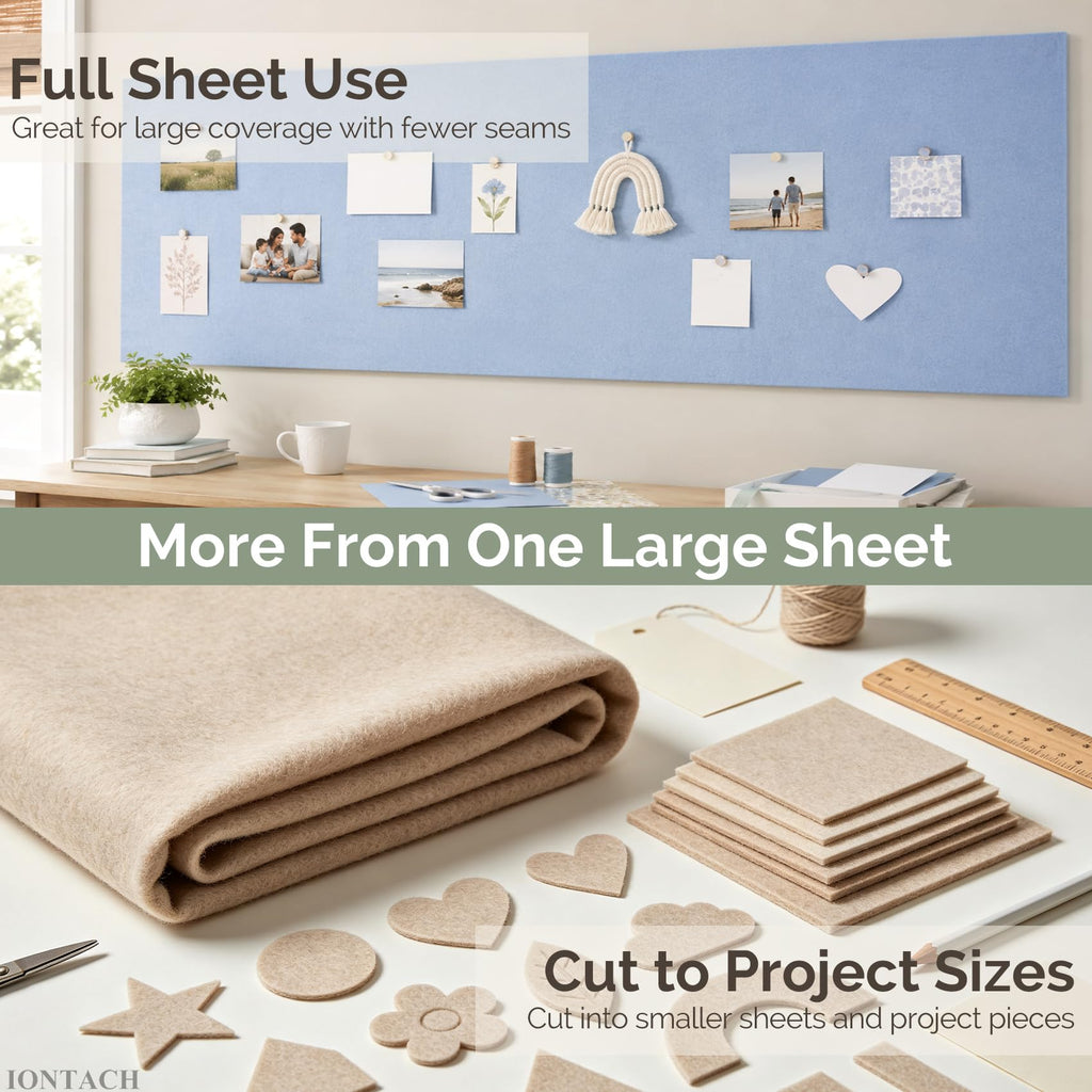 96" X 36" Large Soft Felt Fabric Sheet, 1.6mm, Black