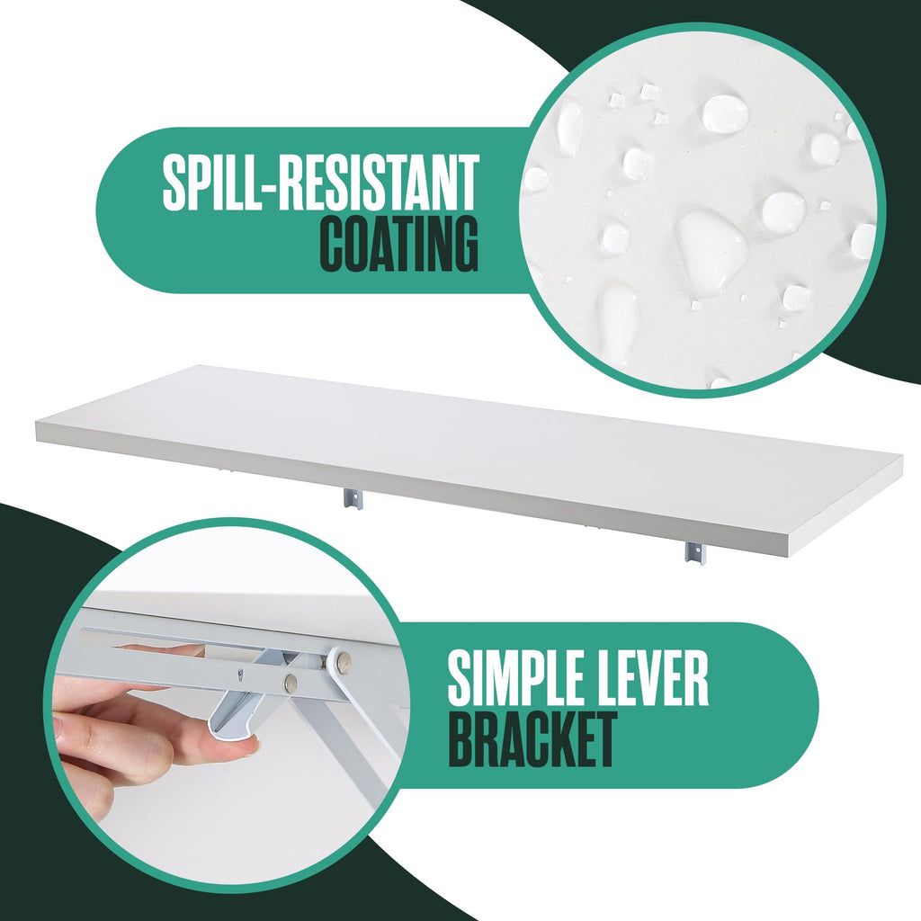 Wall Mounted Desk, Murphy Desk, Wall Mounted Folding Table, 48x16 White