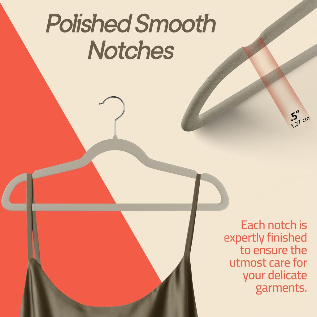 Ivory Velvet Hangers 60 Pack - 360° Swivel Hook, Non-Slip and Space Saving Hangers, Heavy-Duty 11 lbs Weight Capacity