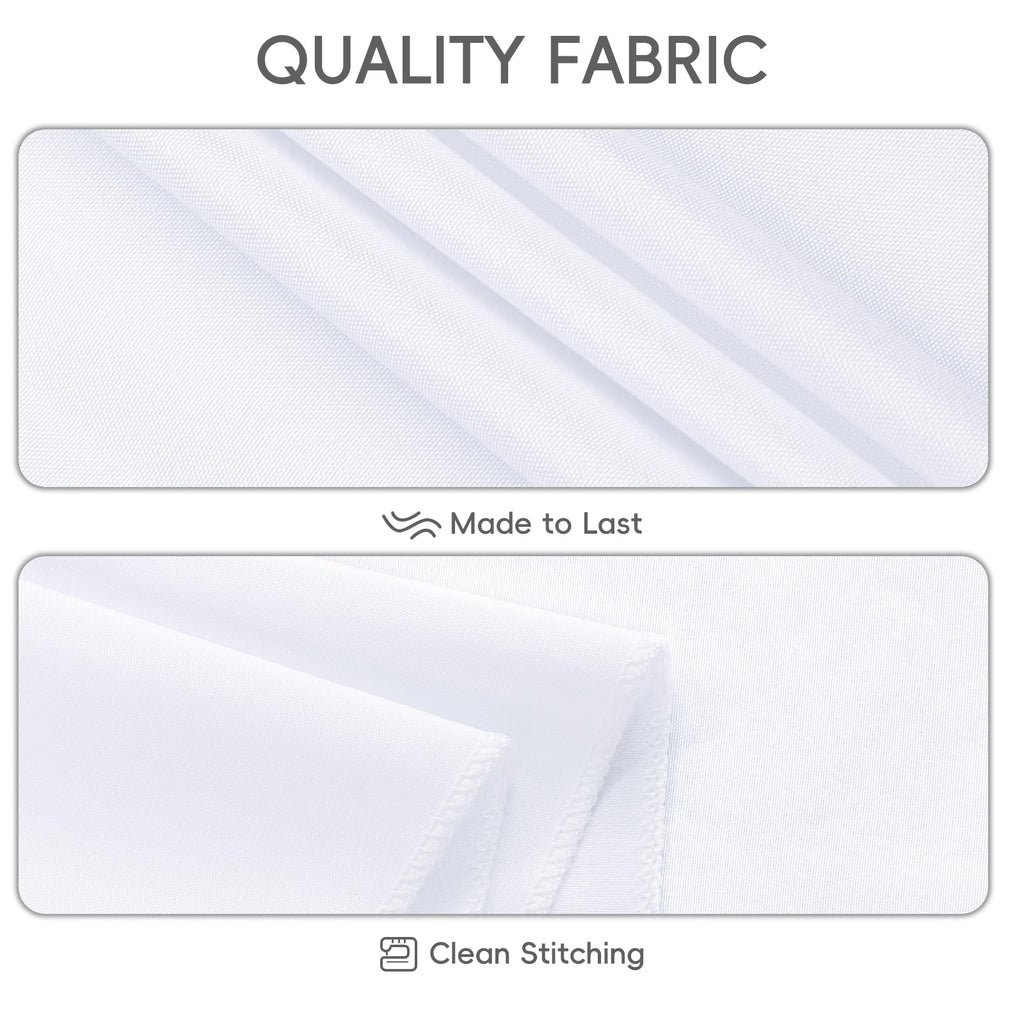 8 Pack White Rectangle Table Cloth 90 x 132 Inch For 6 Foot Tables