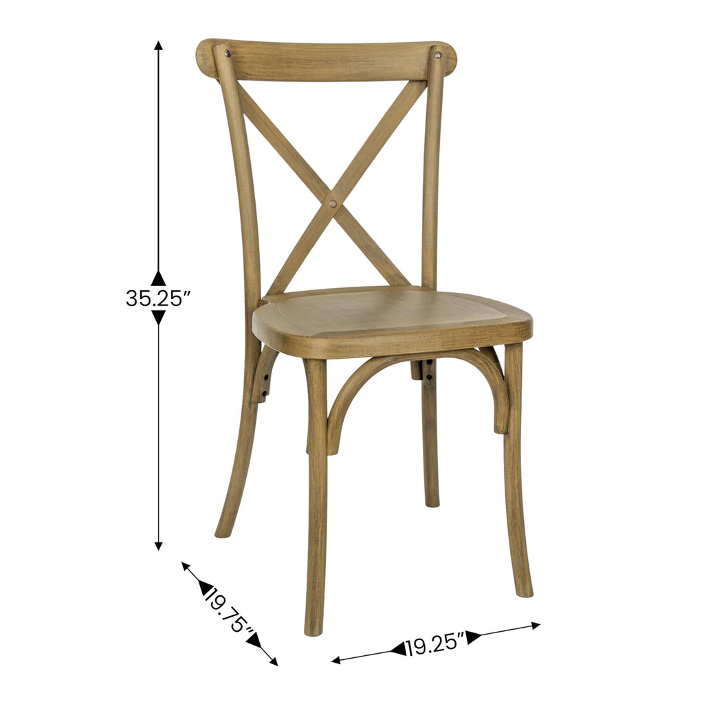 Resin Cross Back Chair, Chestnut, 2-Pack