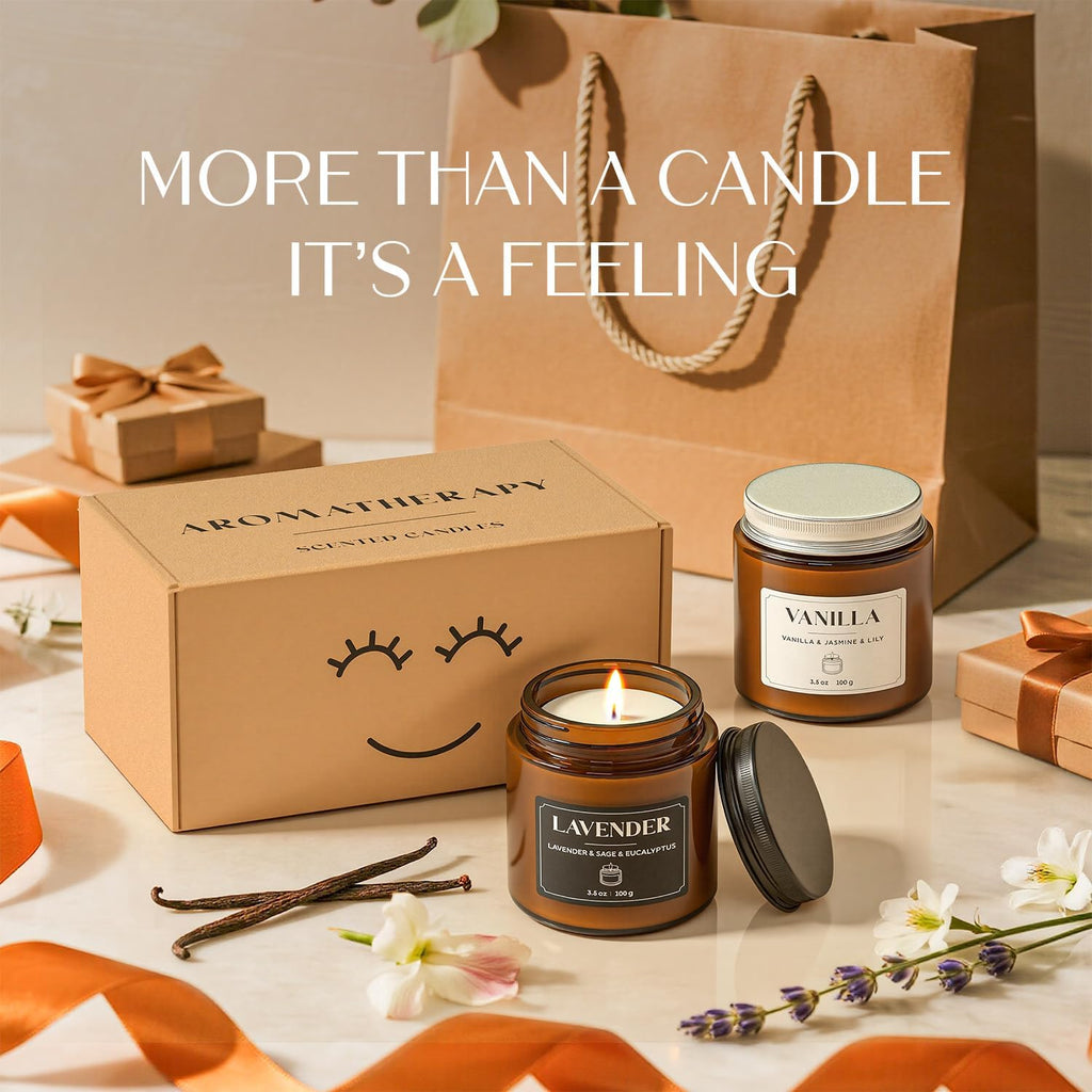 Scented Candles Gift Set, Stress Relief Candles, Premium Soy Candle Set, Candles for Women and Men (Black & White, 7 - Set of 2