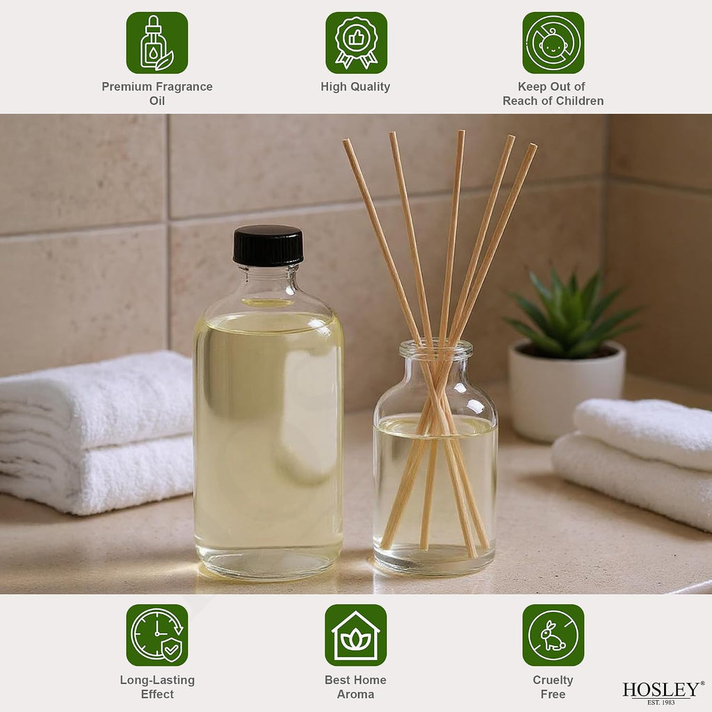 Essence of Elegance Vanilla Almond Reed Diffuser Refill Oils, 200ml Each with Chic Diffuser Bottle & Stylish - Set of 2