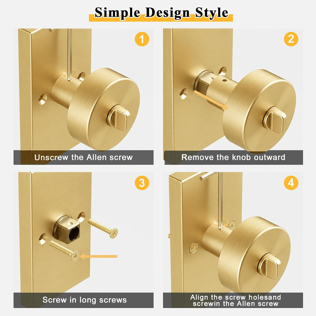 Keyed Alike Exterior Door Knob with Lock and Key, Satin Brass
