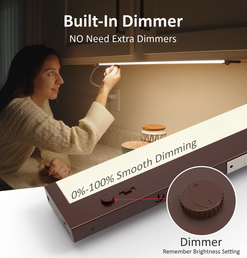 Under Cabinet Lights Plug in or Hardwired Built-in Dimmer, 16 Inch 8W, 5CCT 2700K-5000K, Linkable Undercounter