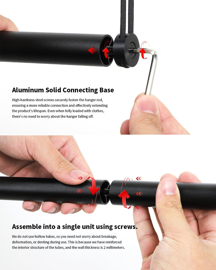Adjustable Closet Hanging Rod 40" Black Closet Rod Extender