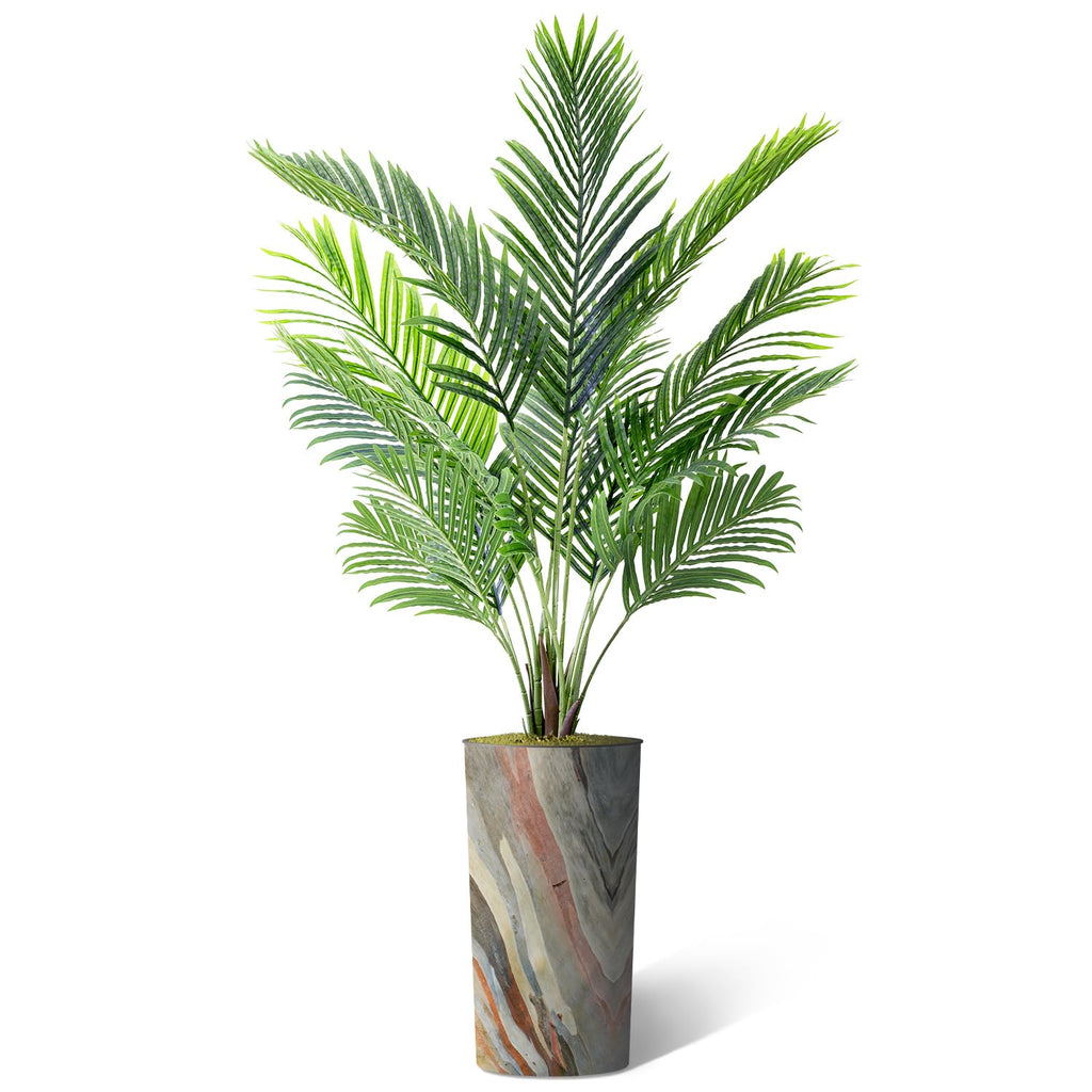 Artificial Tree in Morden Contemporary Planter, Fake Areca Tropical Palm Silk Tree for Indoor and Outdoor Home