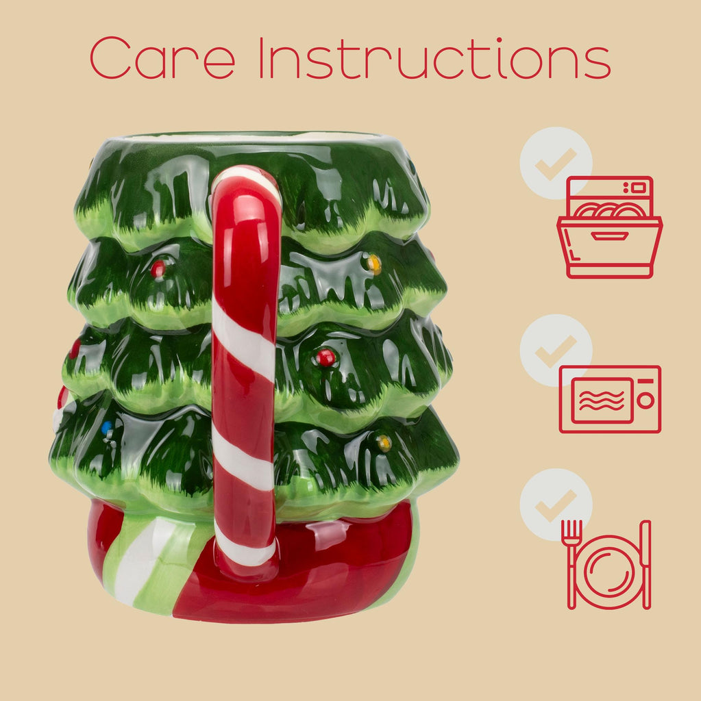 Peppermint Tree 14 ounce Dolomite Ceramic Christmas Holiday Festive Coffee Tea Cup Mugs For Your Favorite Morning