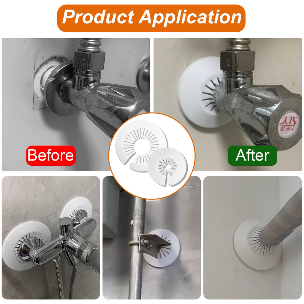 8Pcs Plumbing Cover Plates White Escutcheon Plate Plastic Flange Pipe Covers (4PCS Apply to 0.4" to 1.57" and 4PCS