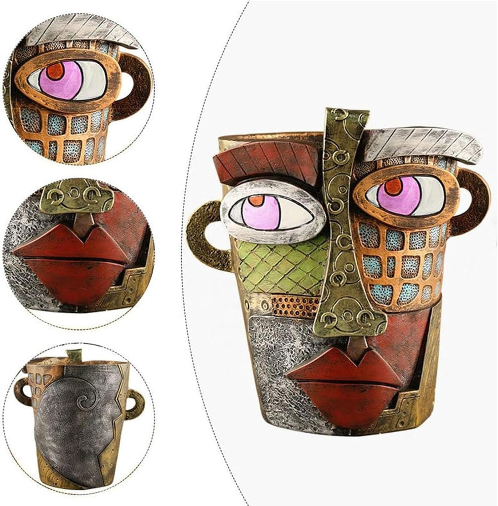 Picasso Pot, Face Planters, Plant Pots Sanxingdui Style, Abstract Head Planter, Handcrafted Planter Resin - Cute and