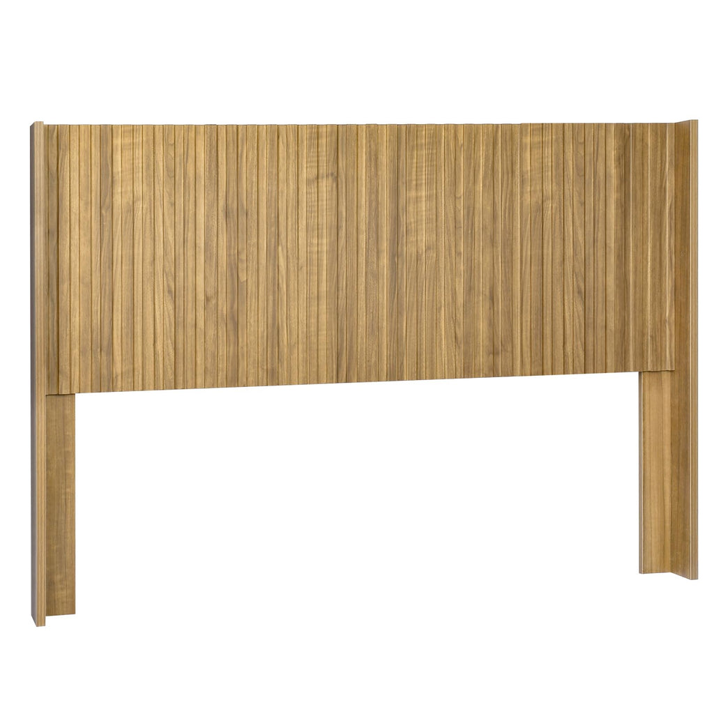 Wooden Headboard Queen, Boho Farmhouse Fluted Wall Mounted Headboards with Wingbacks, Mid Century Modern Wood