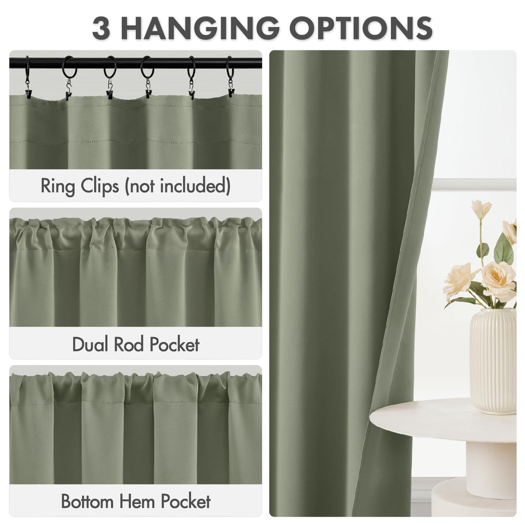 Sage Green Blackout Curtains 72 Inch Length 4 Panels