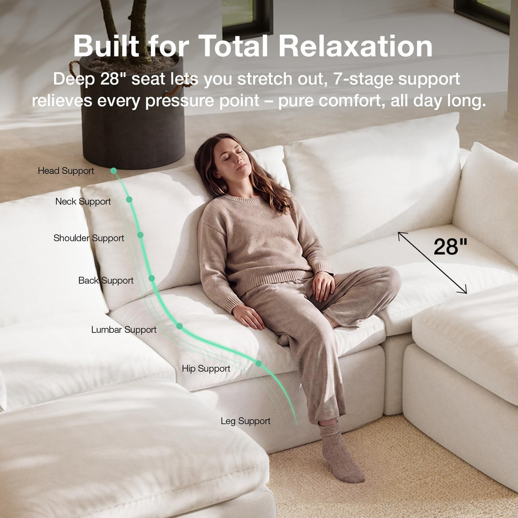 Modular Cloud Couch, Modern Sectional Sofa with Smarts Coil Support, Chenille Fabric, Upholstered Couch Apartments