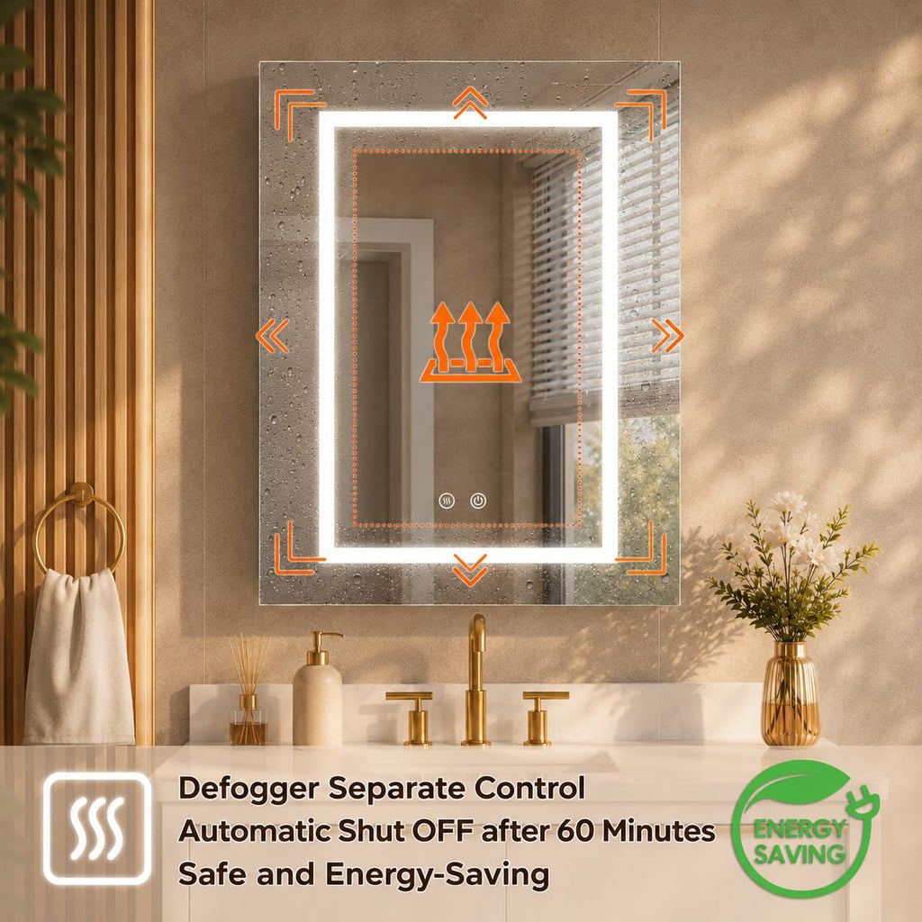 20 x 30-in LED Medicine Cabinet, Surface or Recessed Mounted, Single Right Opening Doors, Anti-Fog, Mirror with