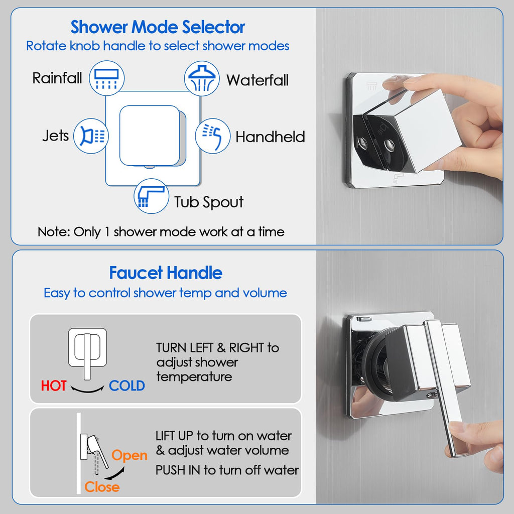 LED Shower Panel Tower System with Lights, 5 Shower Modes, 46.5 Inch