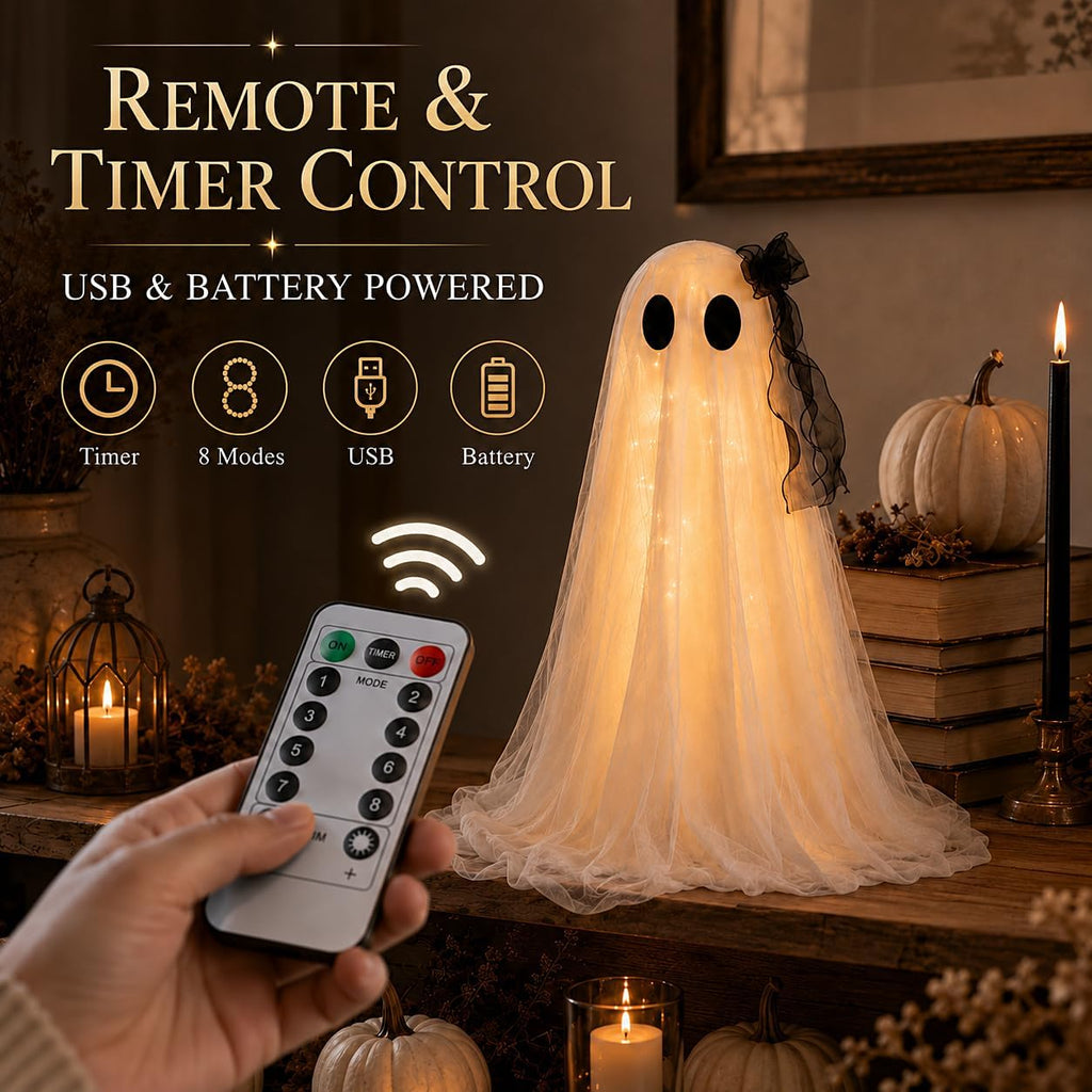 Halloween Decorations Indoor 2 Pack 2.6ft Glowing Ghosts with Timer Remote - Set of 2