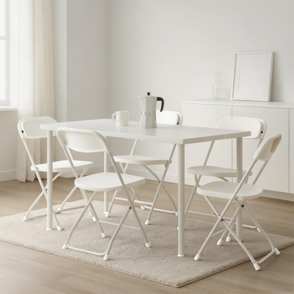 80 Pack White Plastic Folding Chairs with Steel Frame