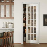 French Door, 32" x 80", 15-Lite Clear Glass, Prehung Interior Door, Right-Handed, White MDF with Door Jamb & Hardware