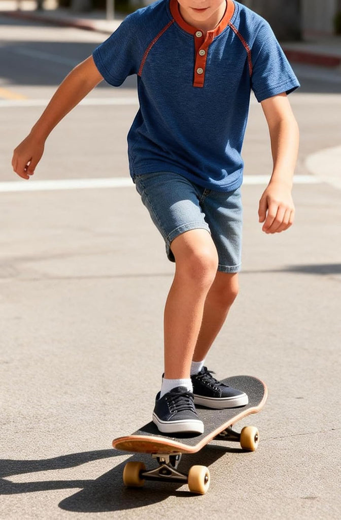 Boy's Henley Shirts Kids Short Sleeve Stylish T-Shirt
