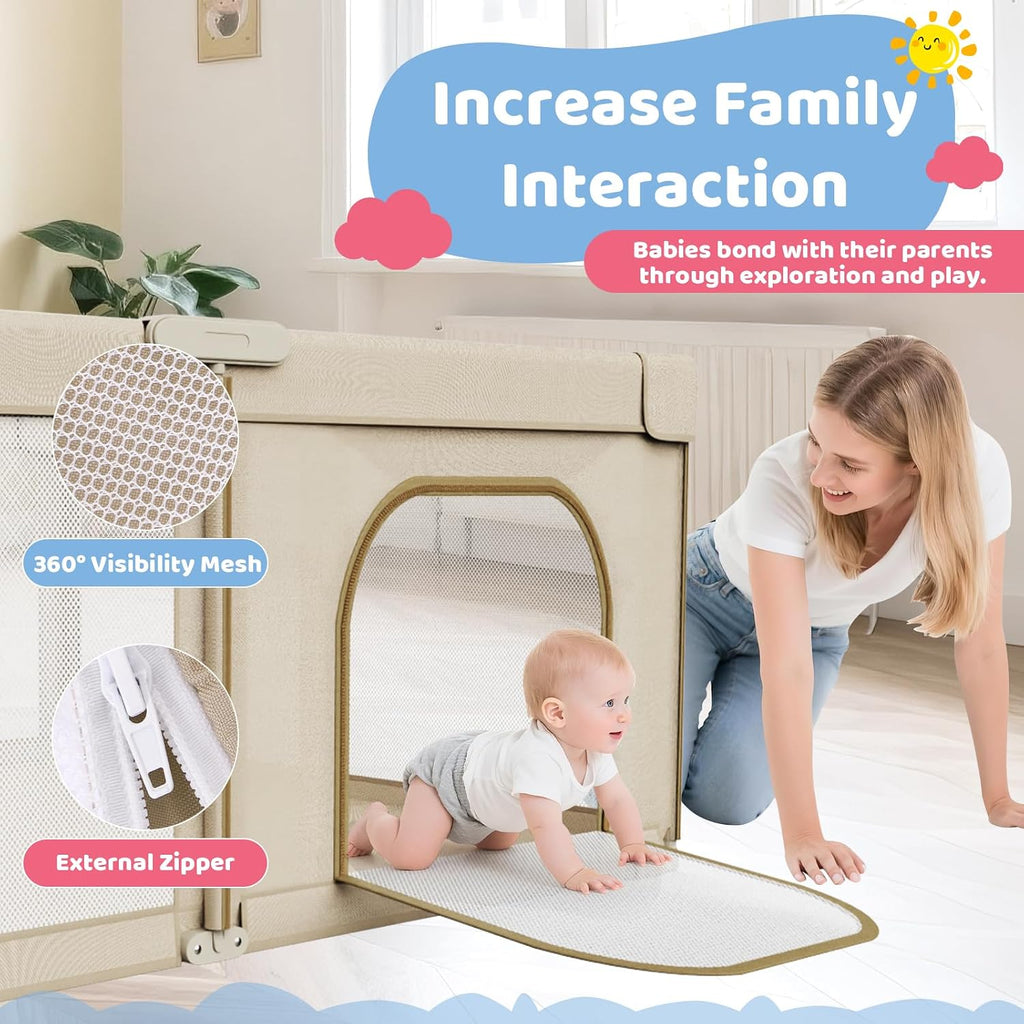 Foldable Baby Playpen 71"x59", Super Large Playpen for Babies and Toddlers | Portable Playpen, Breathable Mesh, No