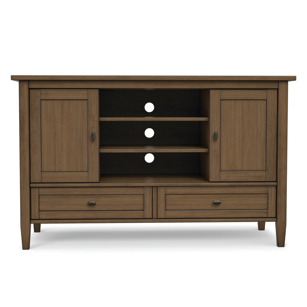 Warm Shaker 47" Wide Wood TV Stand in Rustic Natural Aged Brown