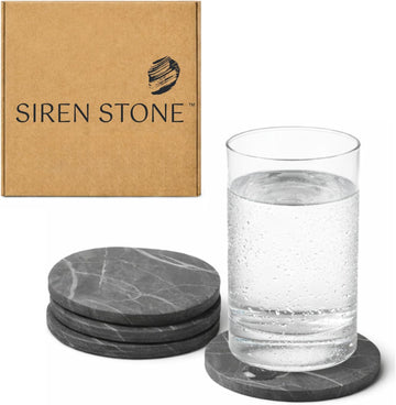 Diatomaceous Earth Coasters | Absorbent Stone Coasters for Drinks | Quick Dry, Water Absorbing | Non-Toxic - Set of 4