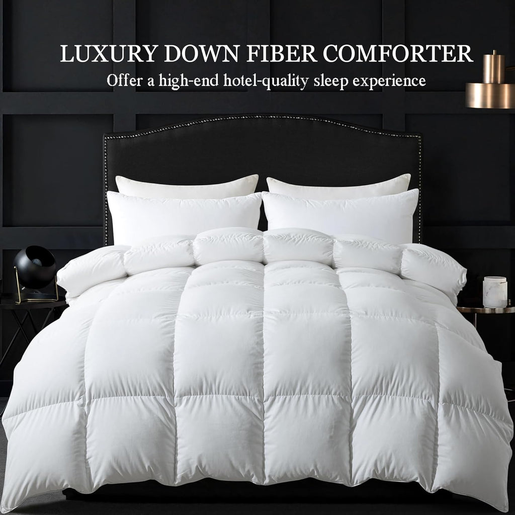 Feather Comforter Twin, Filled with Feather and Downfiber, All Season White Fluffy Duvet Insert
