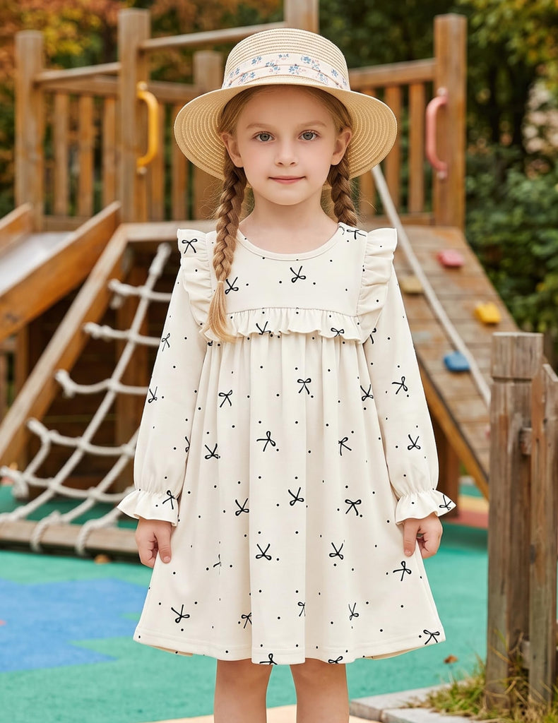 Toddler Girl Ruffle Long Sleeve Dress Kids Daily A-line Dress