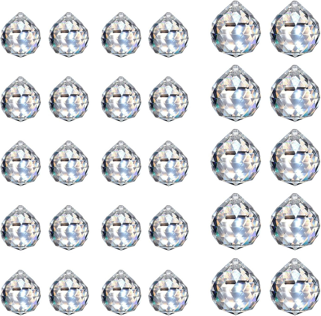 20pcs 30mm and 10 pcs 40mm Clear Crystal Prism Balls Sunshine Catcher Rainbow Pendants Maker