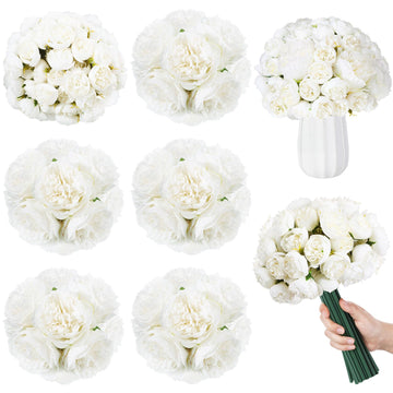 85 Pcs White Artificial Peonies Faux Silk Flowers Bulk