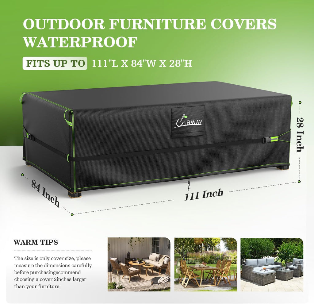 600D Rectangular Outdoor Furniture Covers-Upgraded 5 Layers Tough Oxford fabric Waterproof Patio Table Cover for