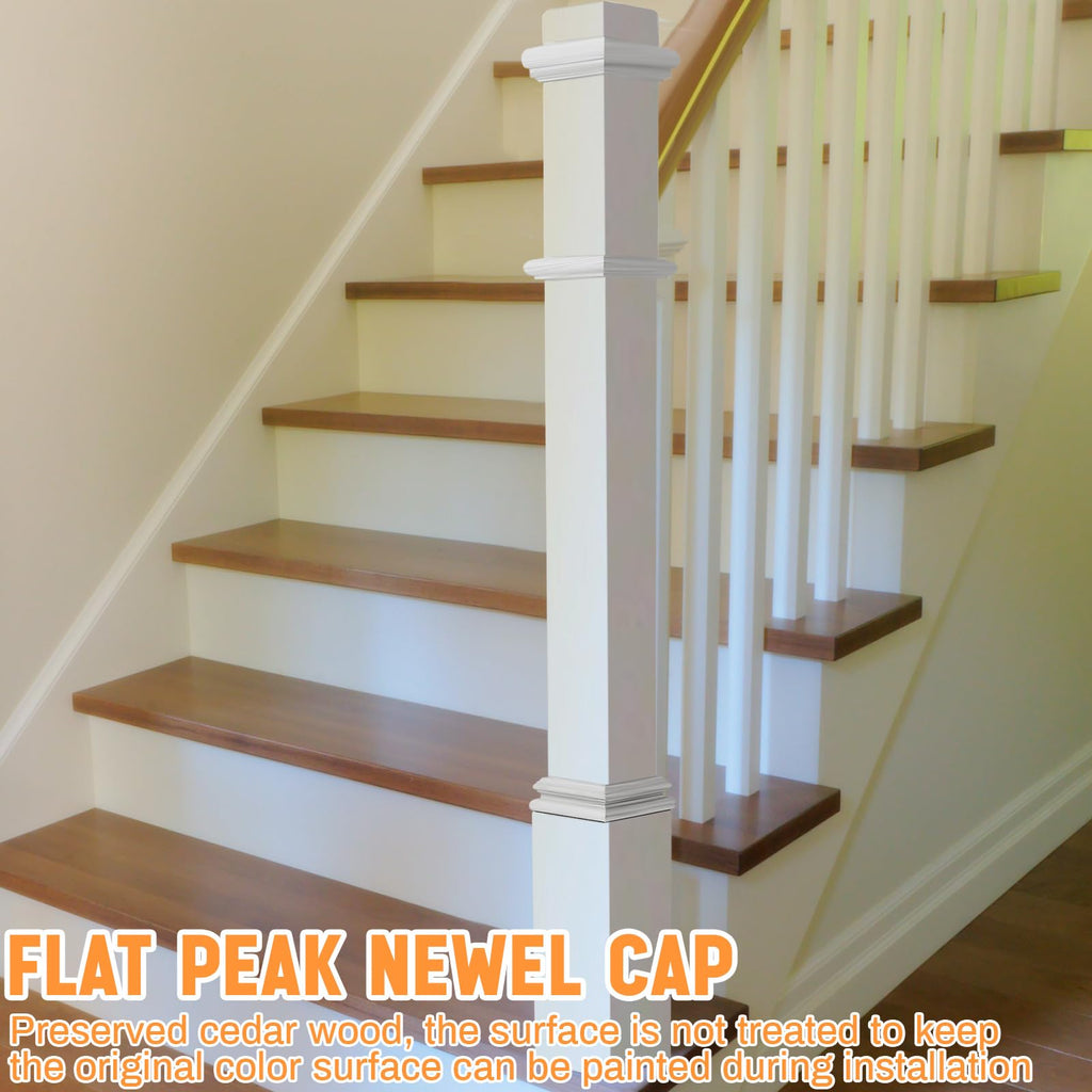 1 Pcs 48 Inch Red Oak Stair Newel Post with 3 1/2" Post and 4 1/2" Pedestal, Wood Box Newel with Pedestal for