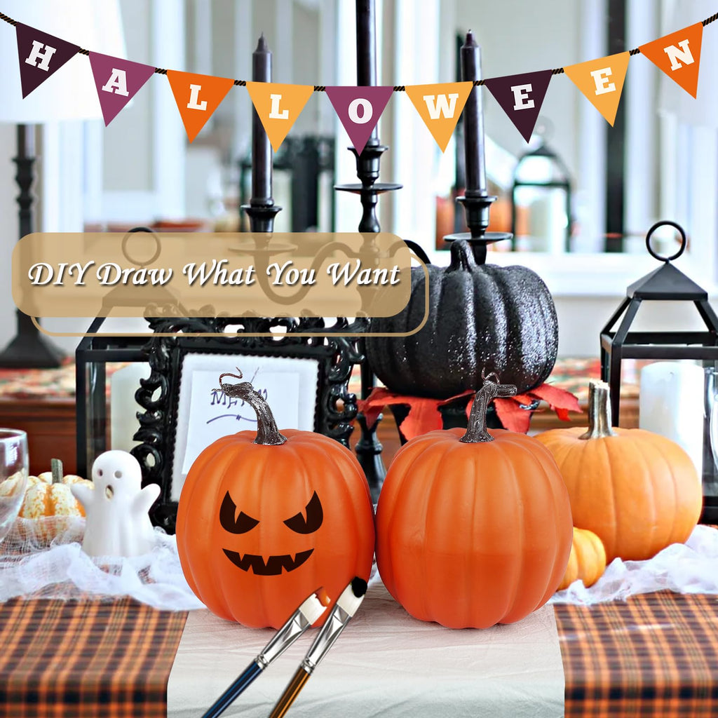 6 Inch Large Artificial Pumpkins, 4PCS Big Orange Faux Foam Harvest Pumpkins for Fall Autumn Thanksgiving Seasonal