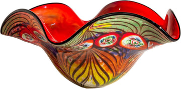 AV19269 Albie Hand Blown Art Glass Bowl, Multicolor