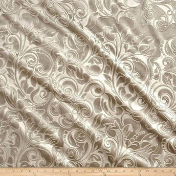 Brocade Scroll Velvet Fabric, 58 Inch in Width, Ideal Embossed Material Décor Sand Cut by The Yard