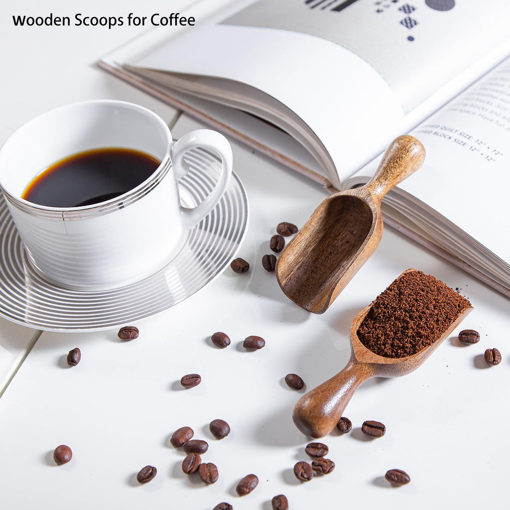 Wooden Scoop for Canisters 6PCS Acacia Wood Scoops for Jars Measuring Spoons for Ground Coffee Scoops Wooden Scoops
